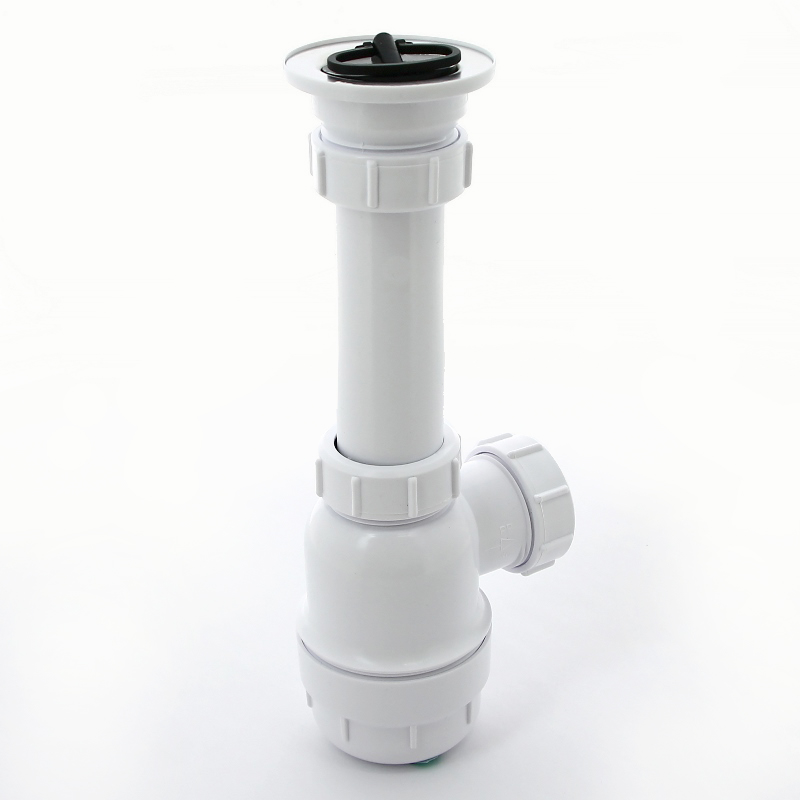 Сифон McAlpine бутылочный 1 1/2"х40 мм с выпуском 70 мм нерж. решетка пробкой выход компресс. D=40 мм MRSK2 - Вид №3