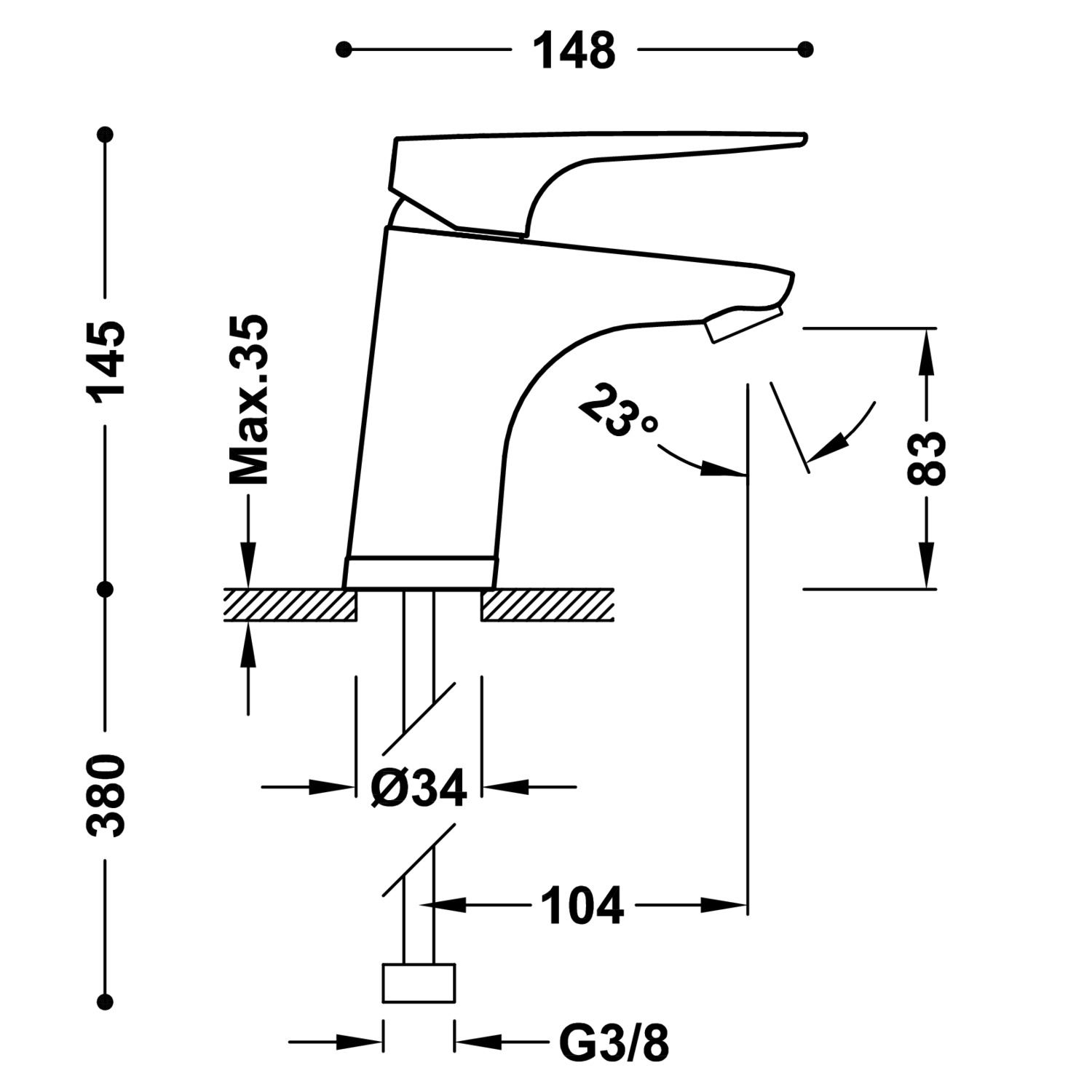 Смеситель для умывальника CANIGÓ PLUS с одной ручкой -21810301BX TRES Canigo - Вид №1