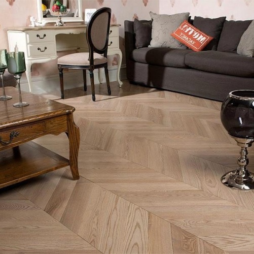 Паркет Ёлка Coswick Жемчужный Ясень Селект (Гладкая) 530х107,95 мм 12291145 - Вид №3