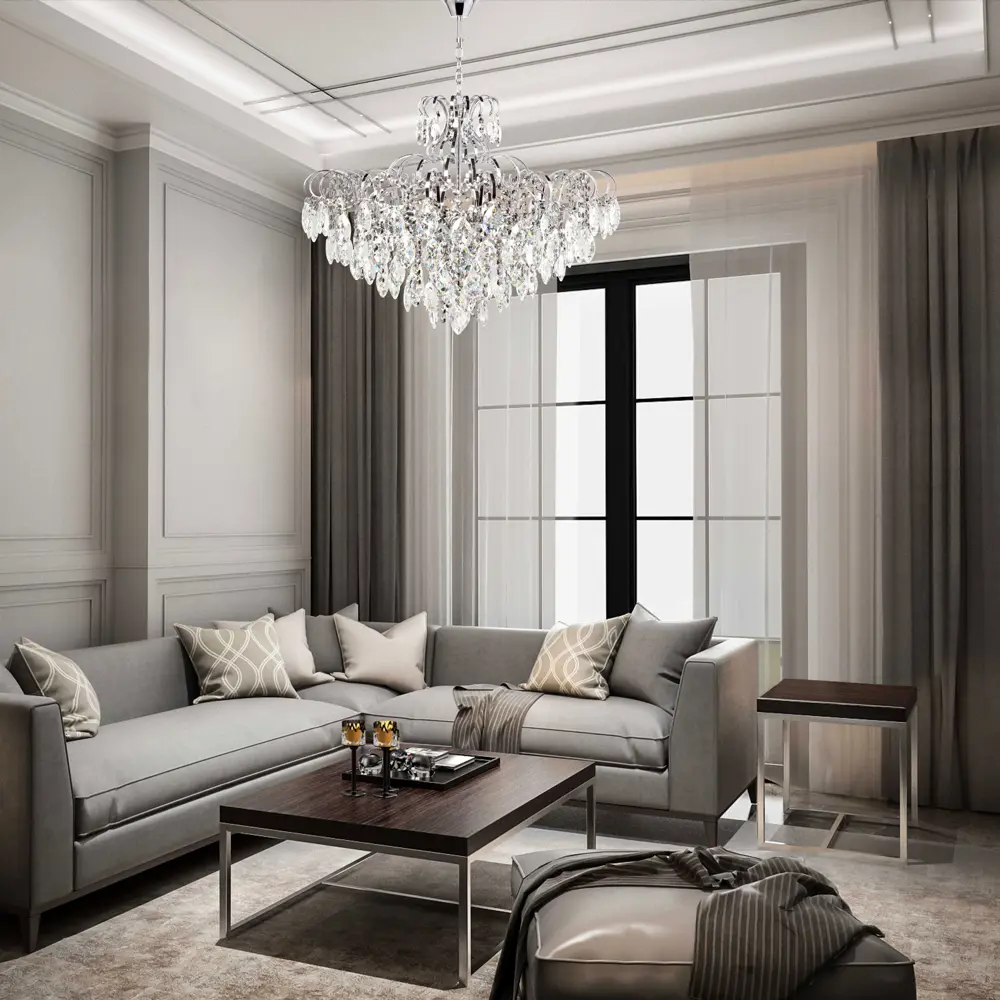 Люстра хрустальная подвесная Бриз 8 ламп 24 м² цвет хром DEMARKT STLM-2205391 - Вид №12