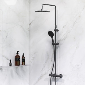 F0780422 душ.система набор:см-ль д/душа термостатверх.душ d220 мм ручной душ 120 мм 3 функци AM.PM Like