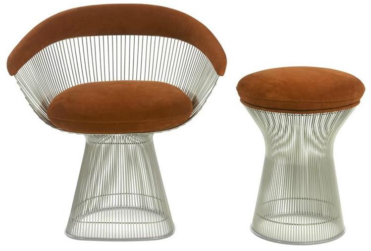 KNOLL Низкий табурет из стали и ткани Platner sun-id-1397116 - Вид №2