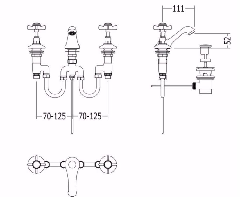 Devon&Devon Смеситель для биде с 3 отверстиями Coventry sun-id-1395130 - Вид №1