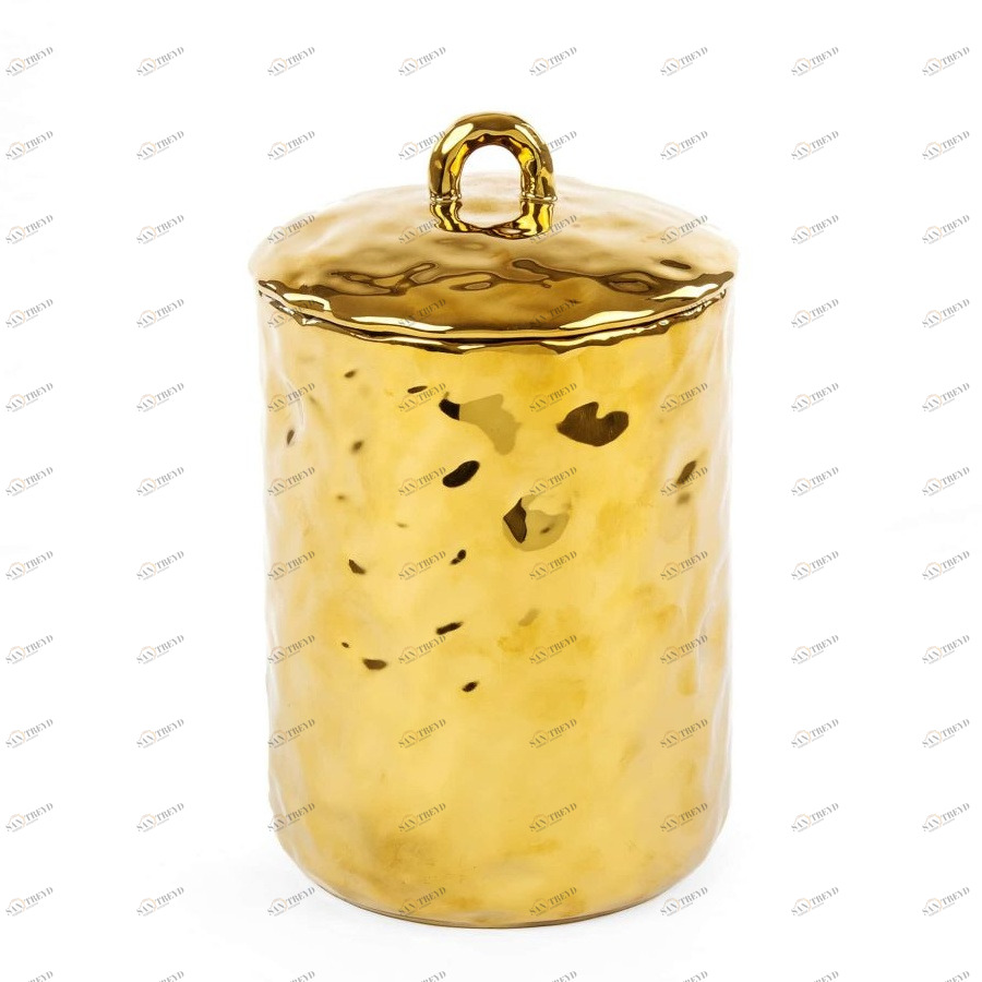 Банка с крышкой фарфоровая 22х14,5 см золотая Fingers Porcelain Gold SELETTI  00-3883324 Золото 