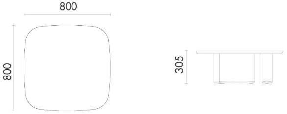 Grado Design Низкий квадратный журнальный столик из мдф  Peb-tb-ct-sq  - Вид №13