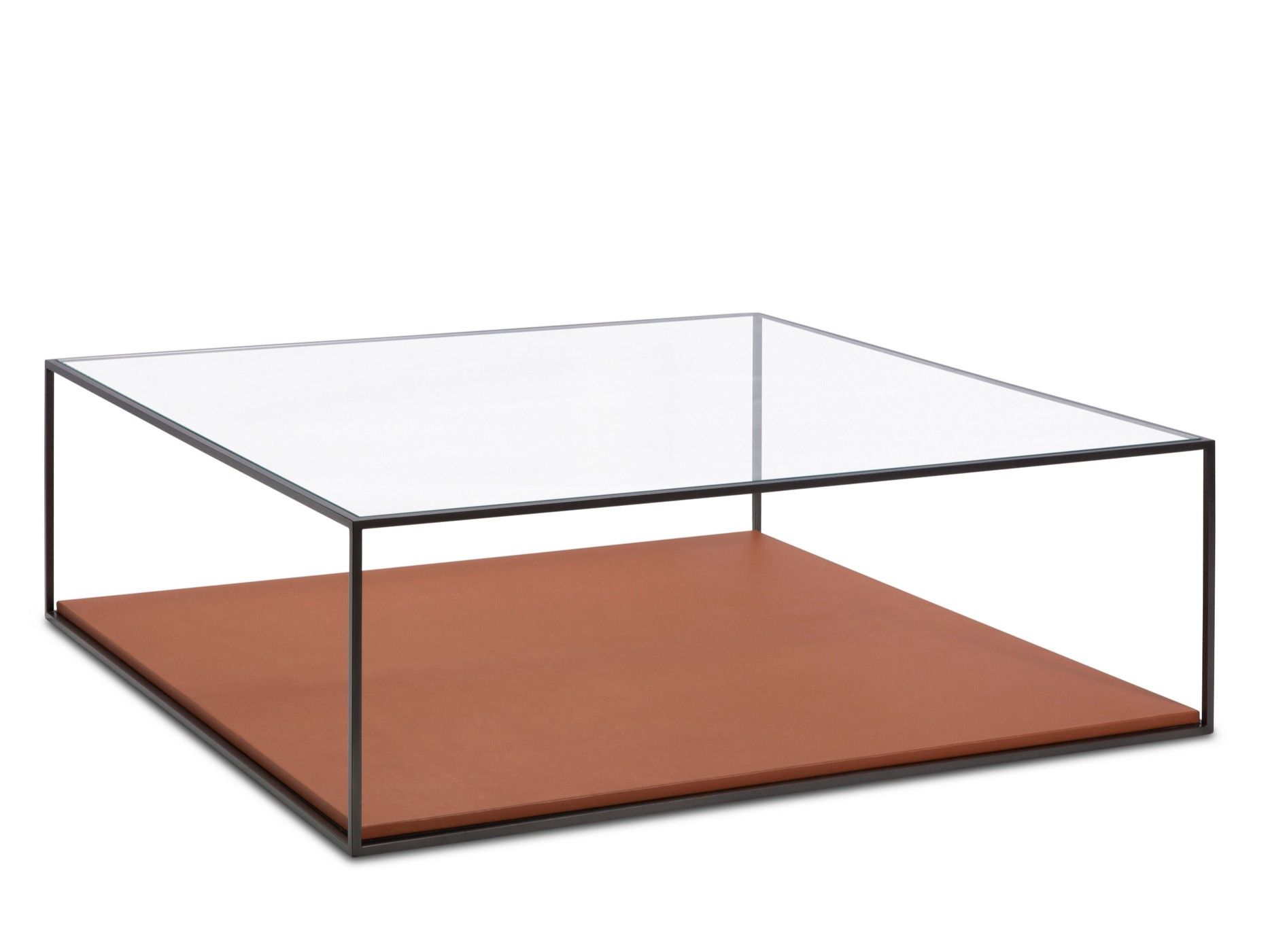 Кожаный низкий квадратный журнальный столик с журнальной стойкой Duvivier Canapés Karusa ARCH-00043518