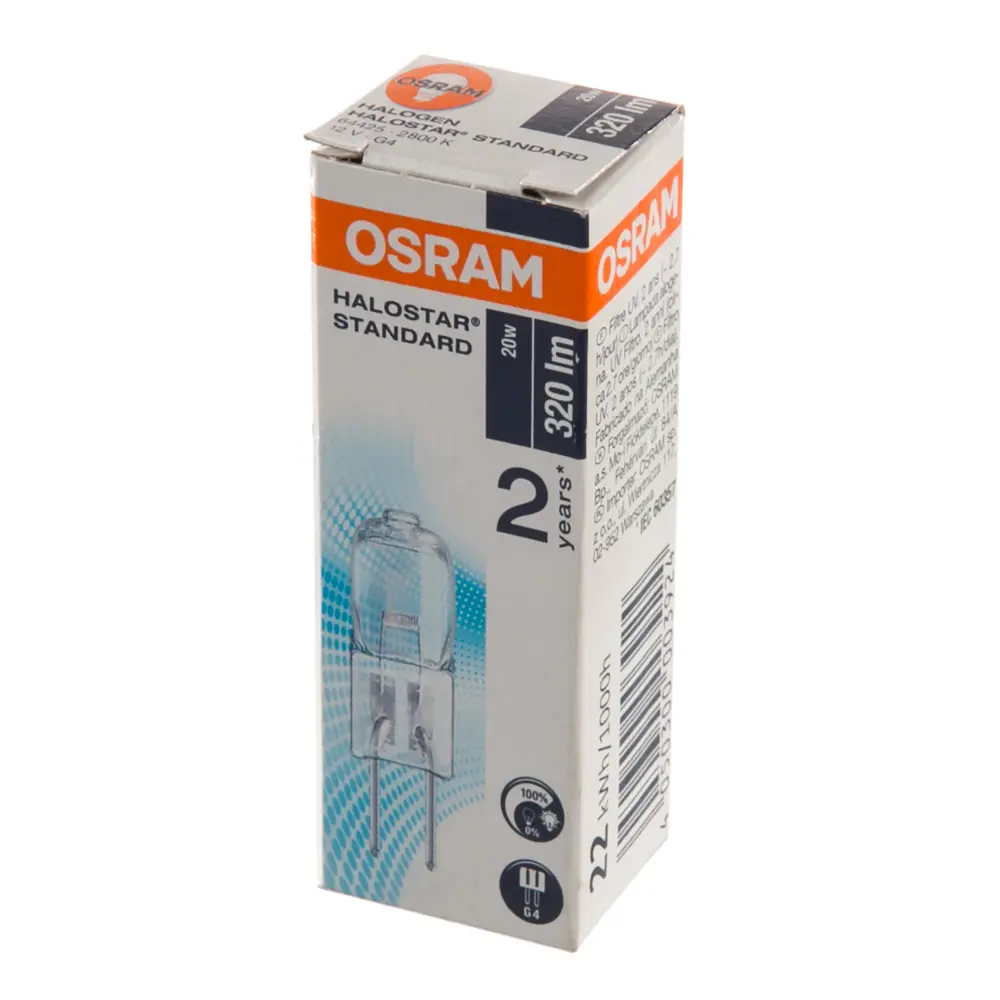 Лампа галогенная Osram капсула G4 20 Вт 12 В свет тёплый белый 14225956 STLM-2096716  - Вид №1