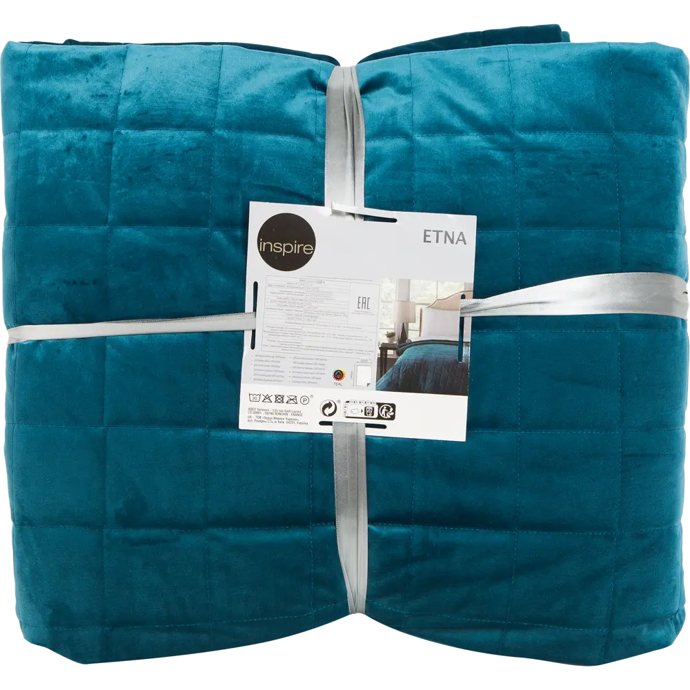 Покрывало Inspire Velvet Etna 220x240 см полиэстер цвет бирюза 82344956 STLM-2167047  - Вид №2