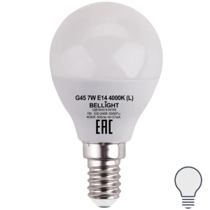 Лампа светодиодная Bellight E14 220-240 В 7 Вт шар малый матовая 600 лм нейтральный белый свет