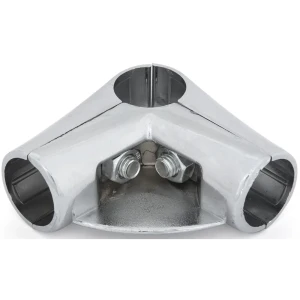 Соединитель 3-х труб угловой с площадкой для полки, цвет хром