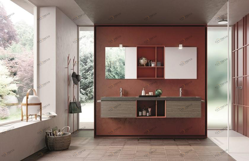 NOVELLO Двойная подвесная тумба под умывальник из HPL с ящиками Calix xl sun-id-1397205