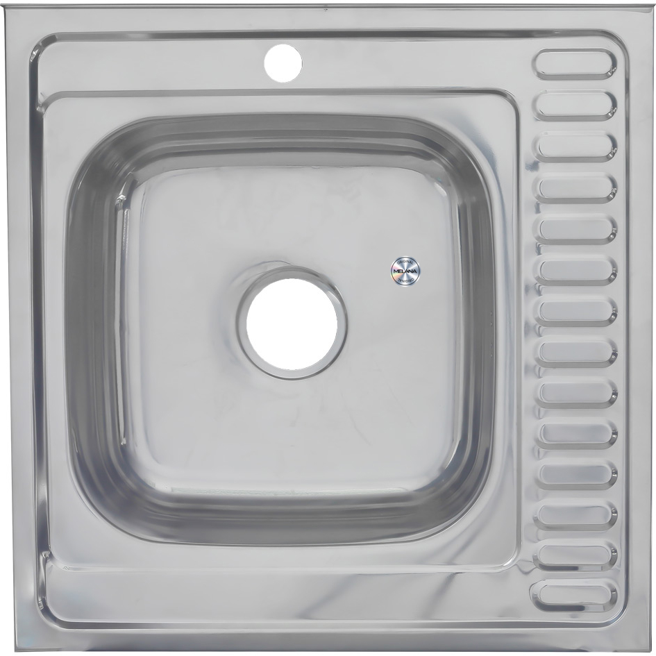 Мойка 6060 L MELANA 0,8/180 накладная прямоугольная с сифоном (006/2 L *10) 006/2 L (*10) - Вид №1