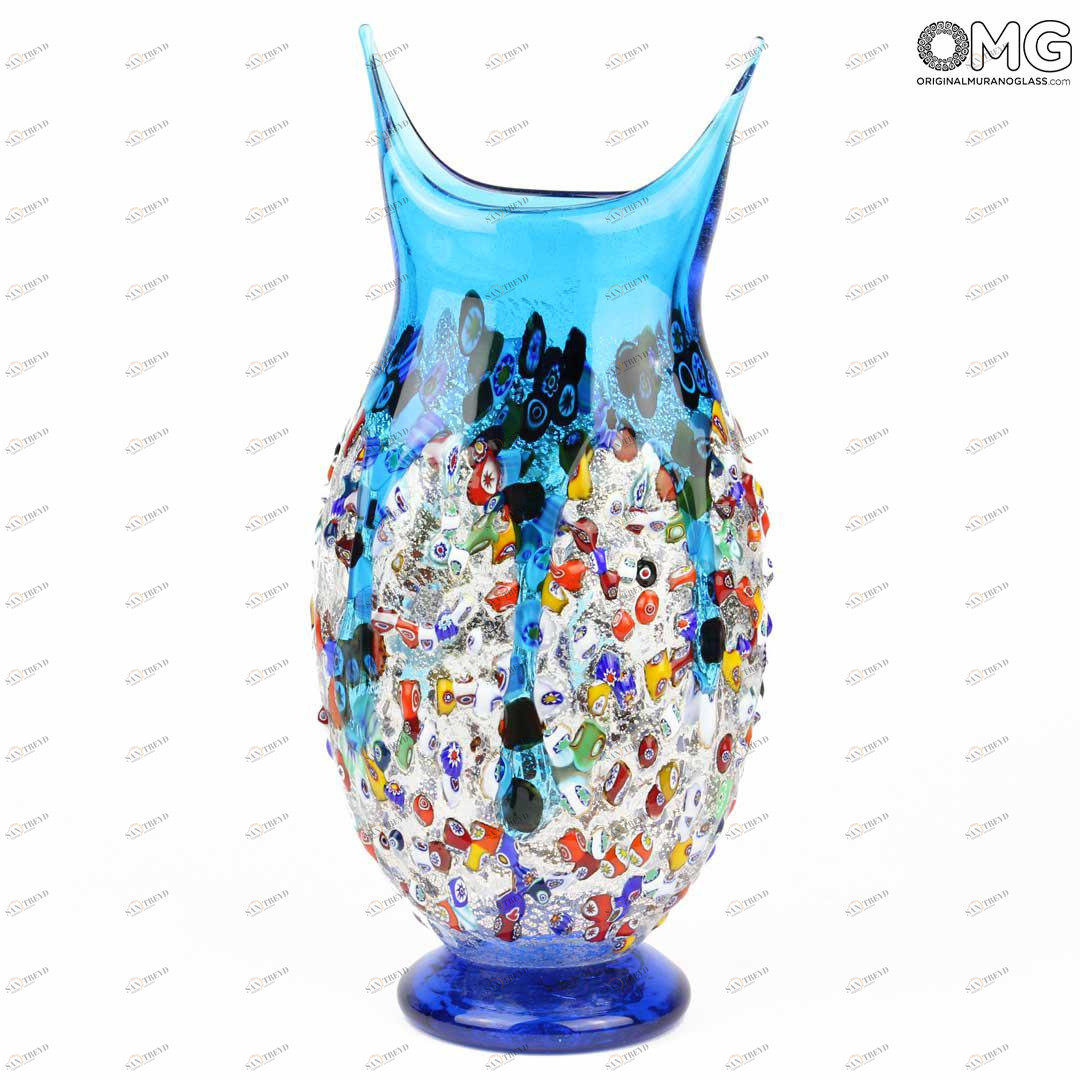 2163 ORIGINALMURANOGLASS Ваза Голубая орхидея из муранского стекла 13 см 
