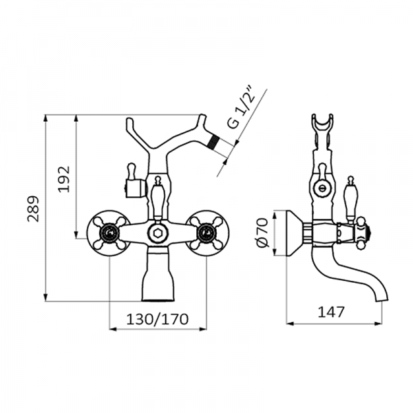 209199 PREMIUM Старый латунный 1866 Eco Сохранить моноблочный ванна-душ Старая Латунь GRB MIXERS  - Вид №1
