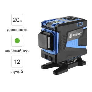 Уровень лазерный Deko LL12-HVR зеленый луч штатив в комплекте, 20 м
