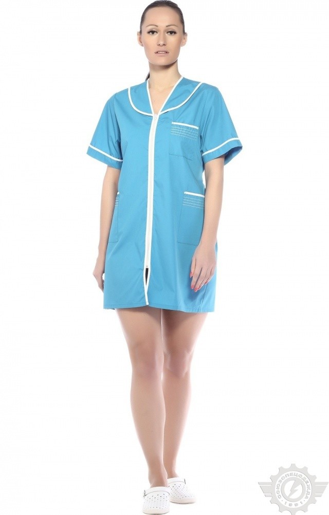 66227 Халат "Сервис" темно-голубой  Медицинская одежда  размер 58/158-164 Спецодежда  - Вид №4