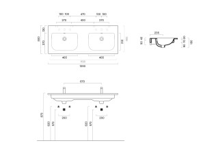 Прямоугольная двойная раковина