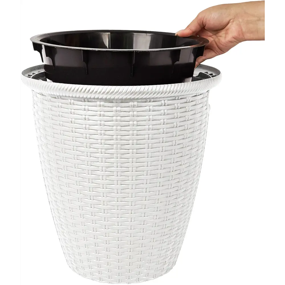 Кашпо для цветов Ingreen Rattan ø47 h47 см v50 л пластик белоснежный жасмин 89359533 STLM-2069853 - Вид №2