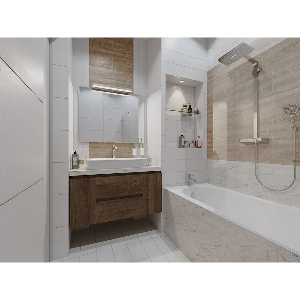 Плитка настенная Marble «Гексо» 60x30 см 1.62 м2 цвет белый матовый 82109583 STLM-2145793 BELANI  - Вид №5