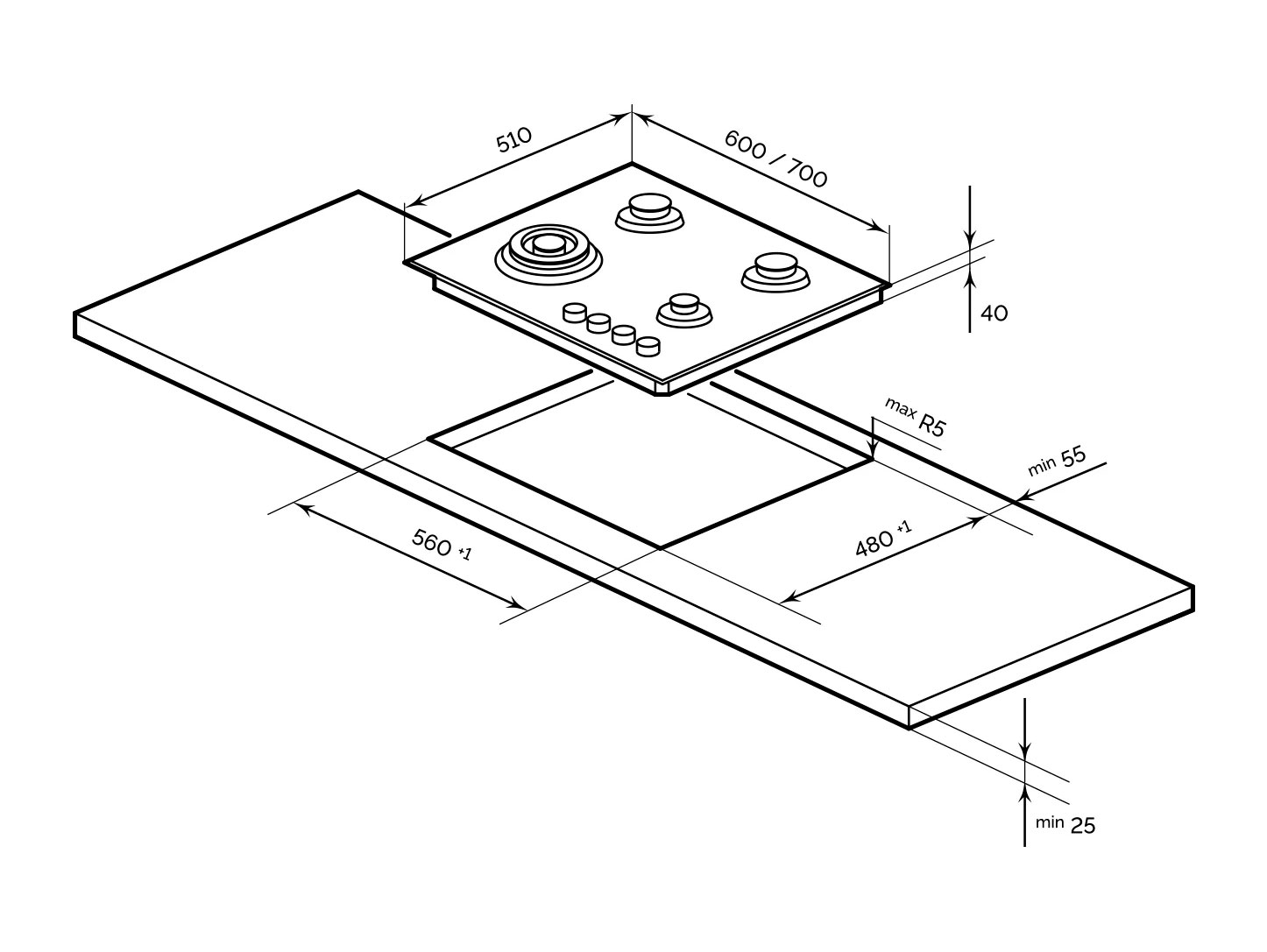 9101417 Газовая варочная поверхность LEX GVG 644A BBL STDN-0047101 - Вид №6