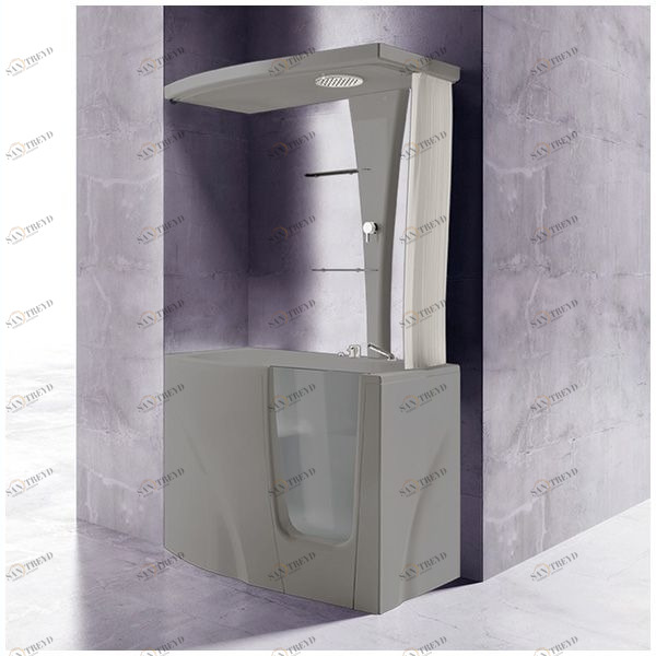 Ванна с кабиной GRUPPO TREESSE GEN-Y TOP STD-V3417|B3411-LX серая угловая сидячая с дверью левосторонняя STDV3417B3411LXSE