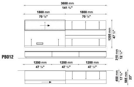 B&B Italia Настенный модульный подвесной книжный шкаф Pab sun-id-1468342 - Вид №6