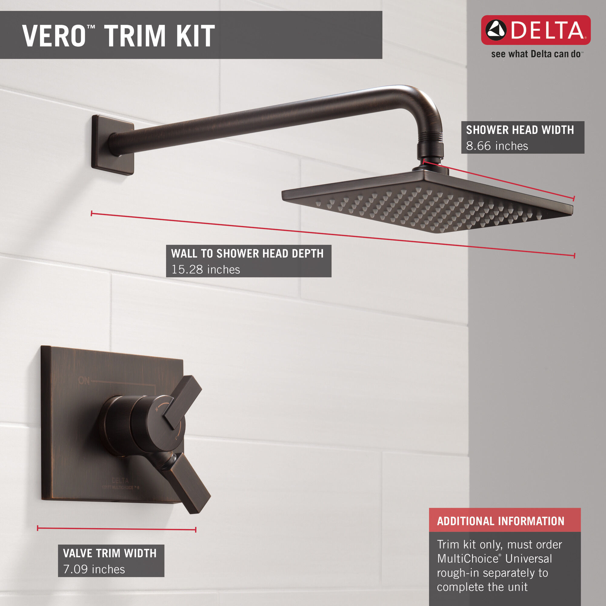T17253-RB Облицовка для душа Monitor® серии 17 Delta Faucet Vero Венецианская бронза - Вид №2