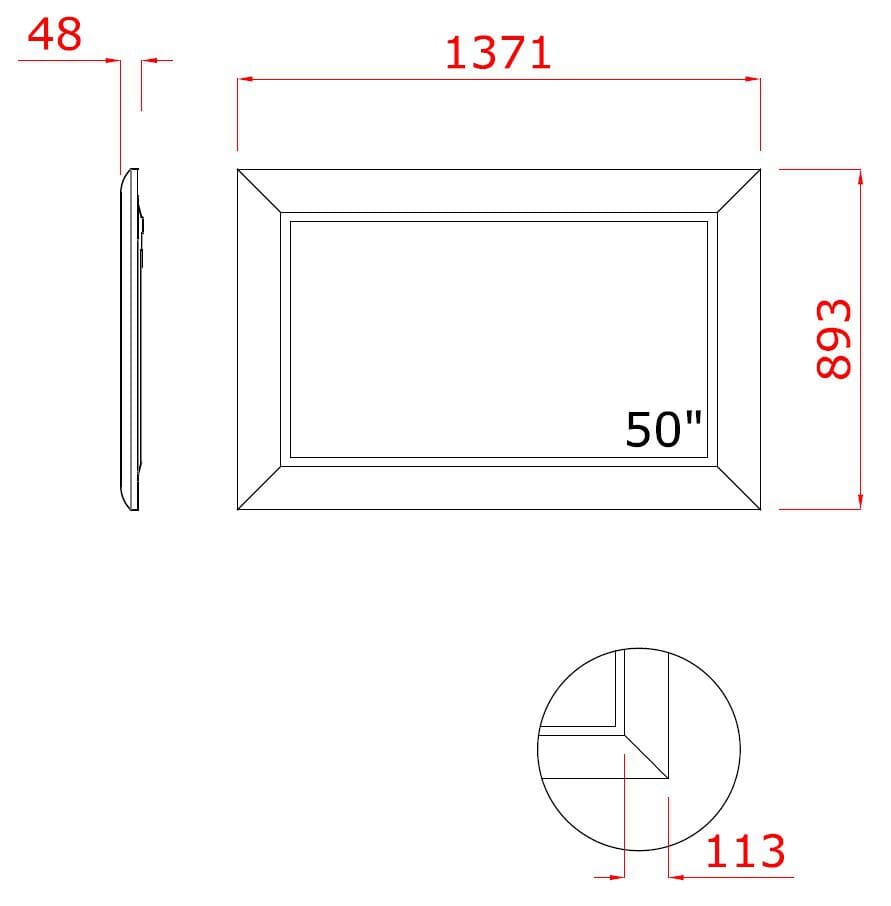 Прямоугольное настенное зеркало со встроенным отсеком для телевизора NEOD Venus ARCH-00047954 - Вид №9