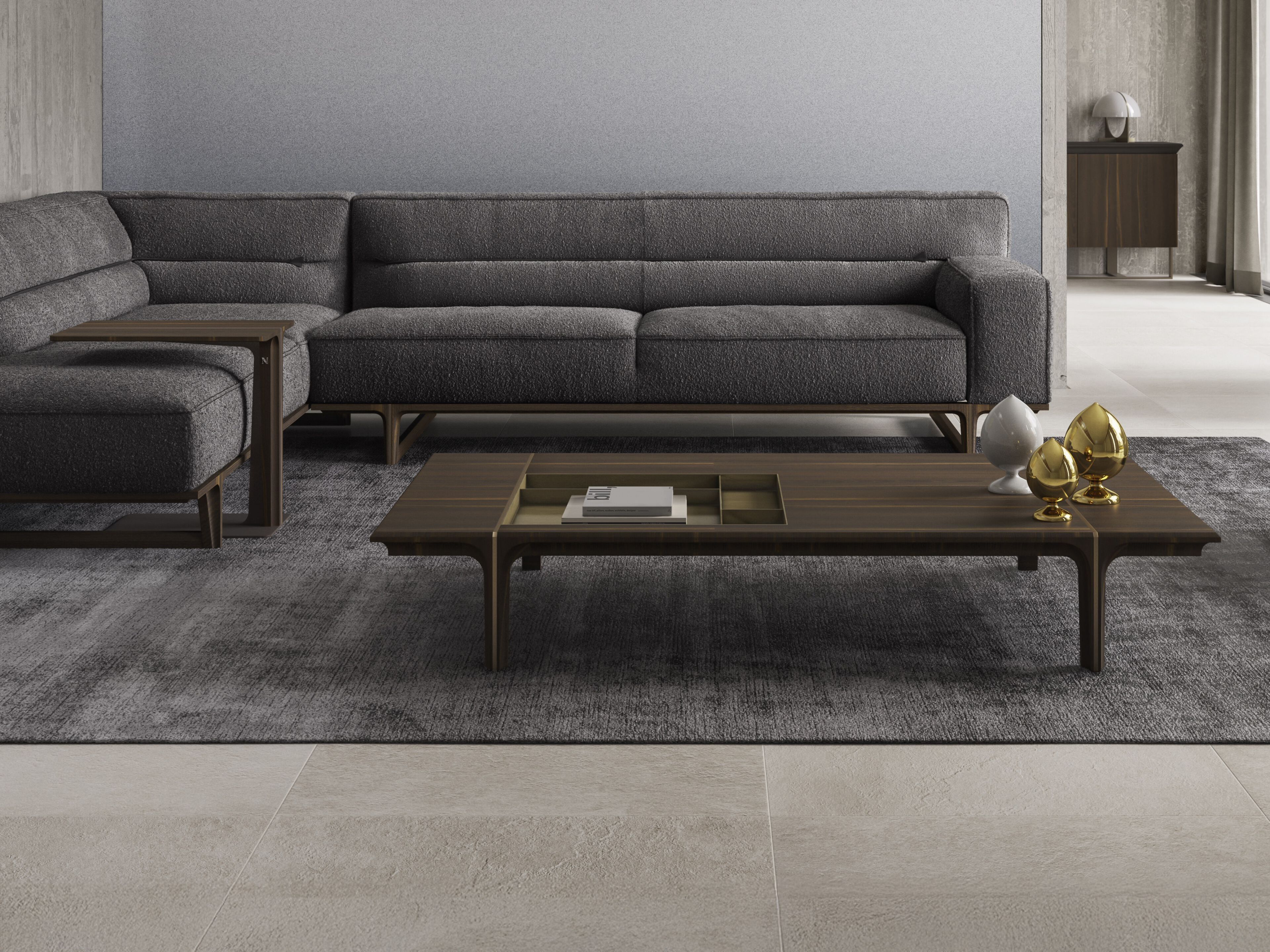 Деревянный низкий прямоугольный журнальный столик с отсеком для хранения Natuzzi Italia кендо ARCH-00047815 - Вид №4