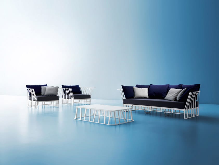 Журнальный столик из алюминия и стекла Roberti Hamptons Graphics ARCH-00111300 - Вид №5