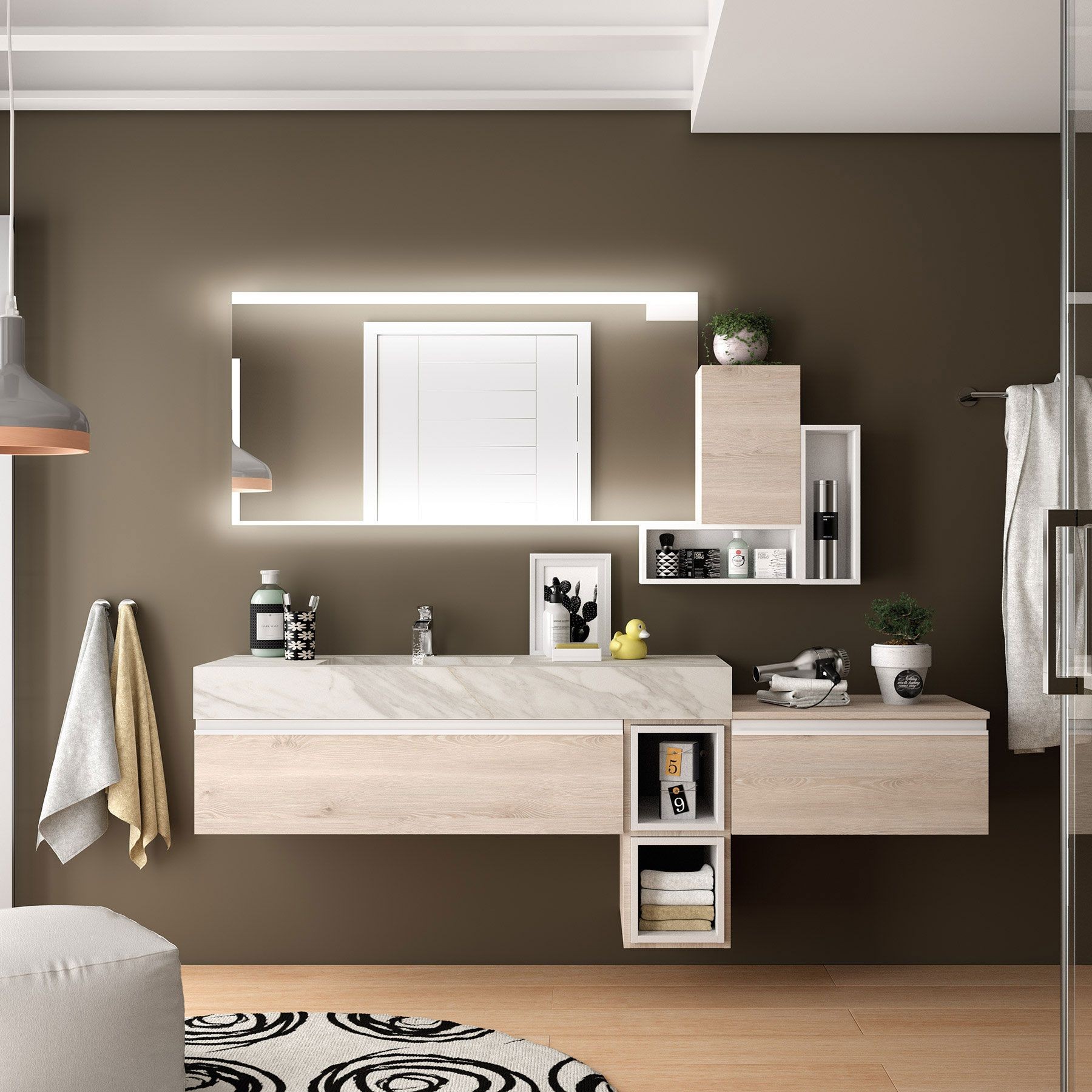 25426 SALGAR COMPAKT 46 от 600 до 800 мм с 1 встроенной мойкой БЕЛЫЙ МРАМОР 