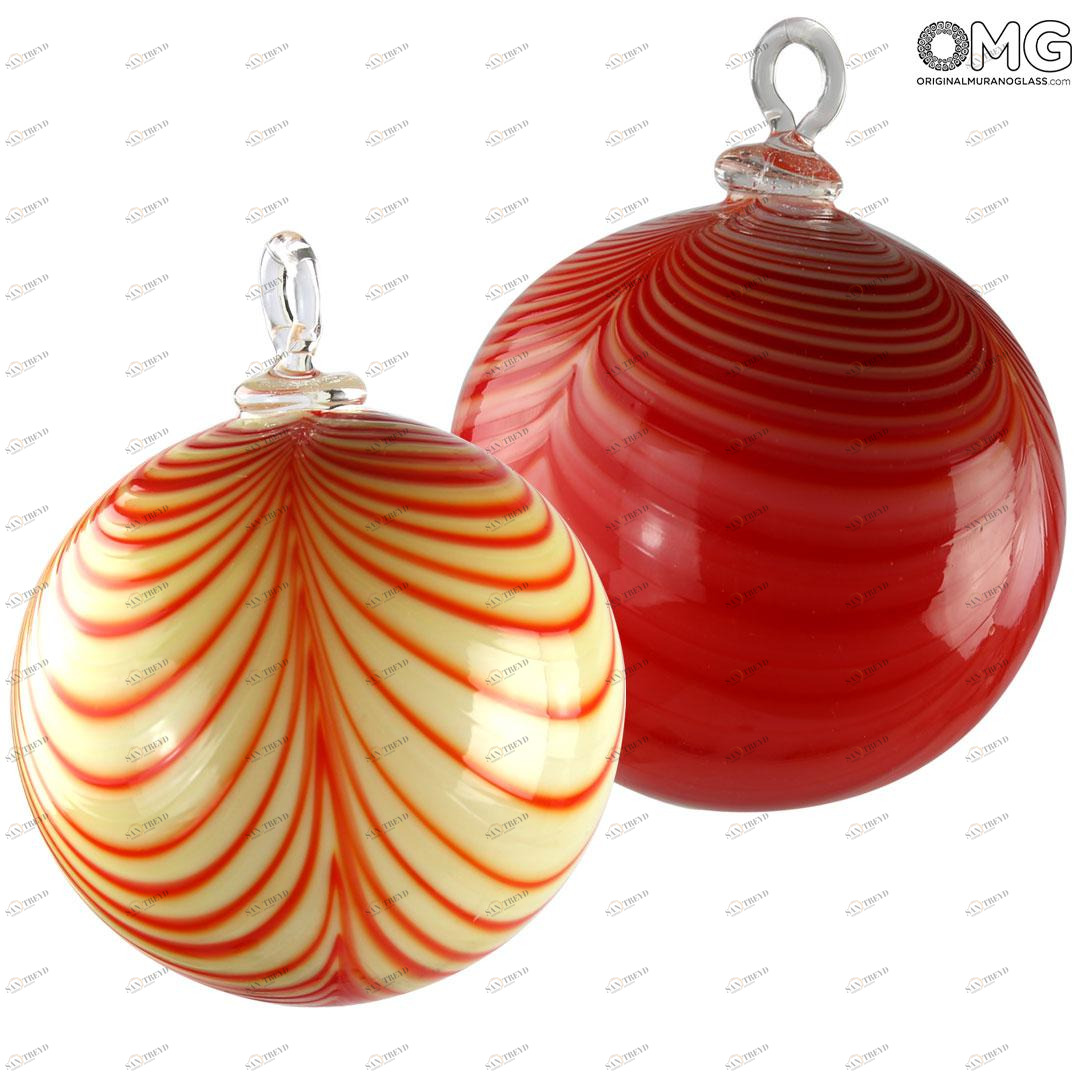 4296 ORIGINALMURANOGLASS Белый ёлочный шар - муранское стекло OMG 7 см 