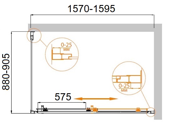 Душевой уголок CEZARES MOLVENO-AH-11-160/90-C-Cr-IV - Вид №2