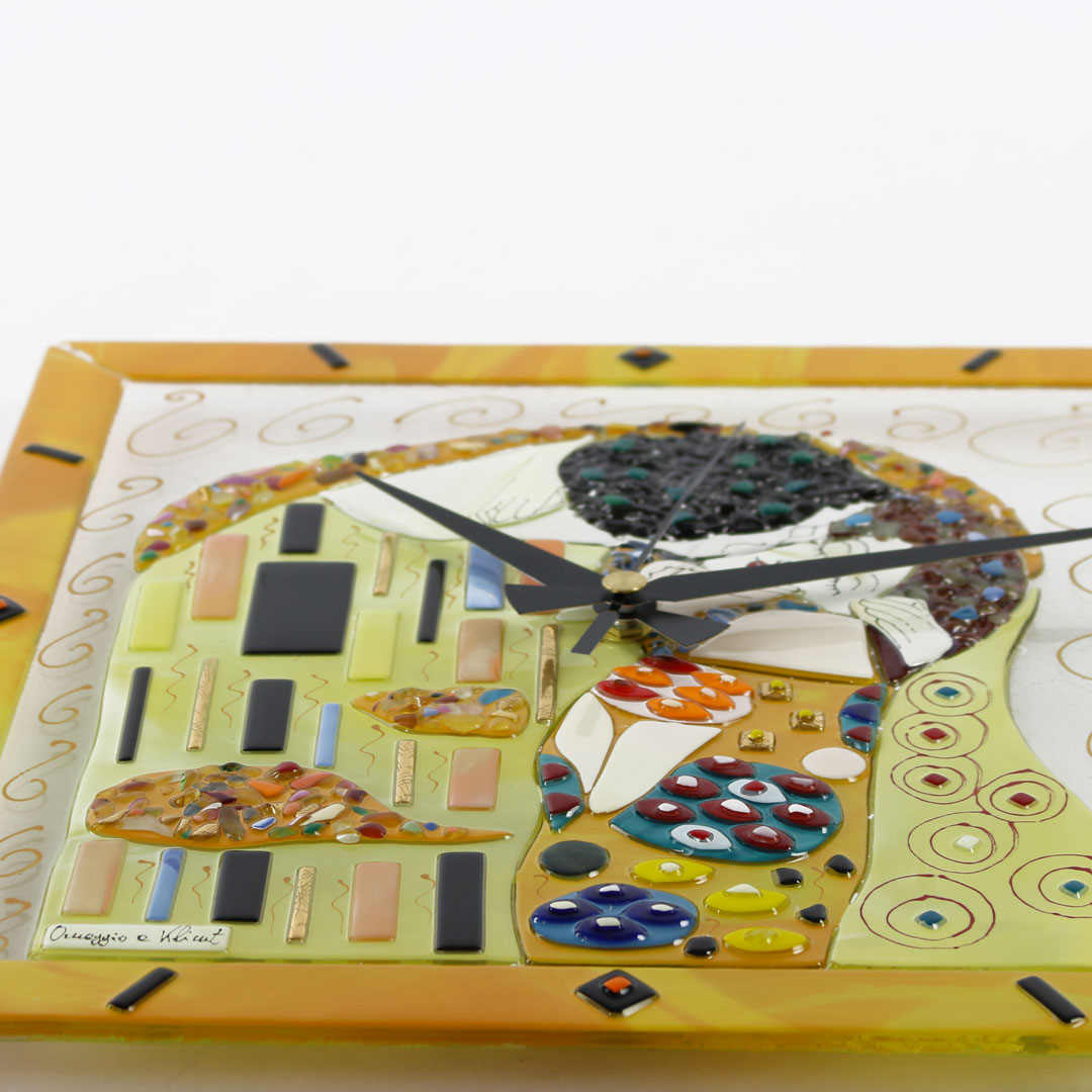 4155 ORIGINALMURANOGLASS Настенные часы Поцелуй Климта - муранское стекло OMG 34 см  - Вид №1