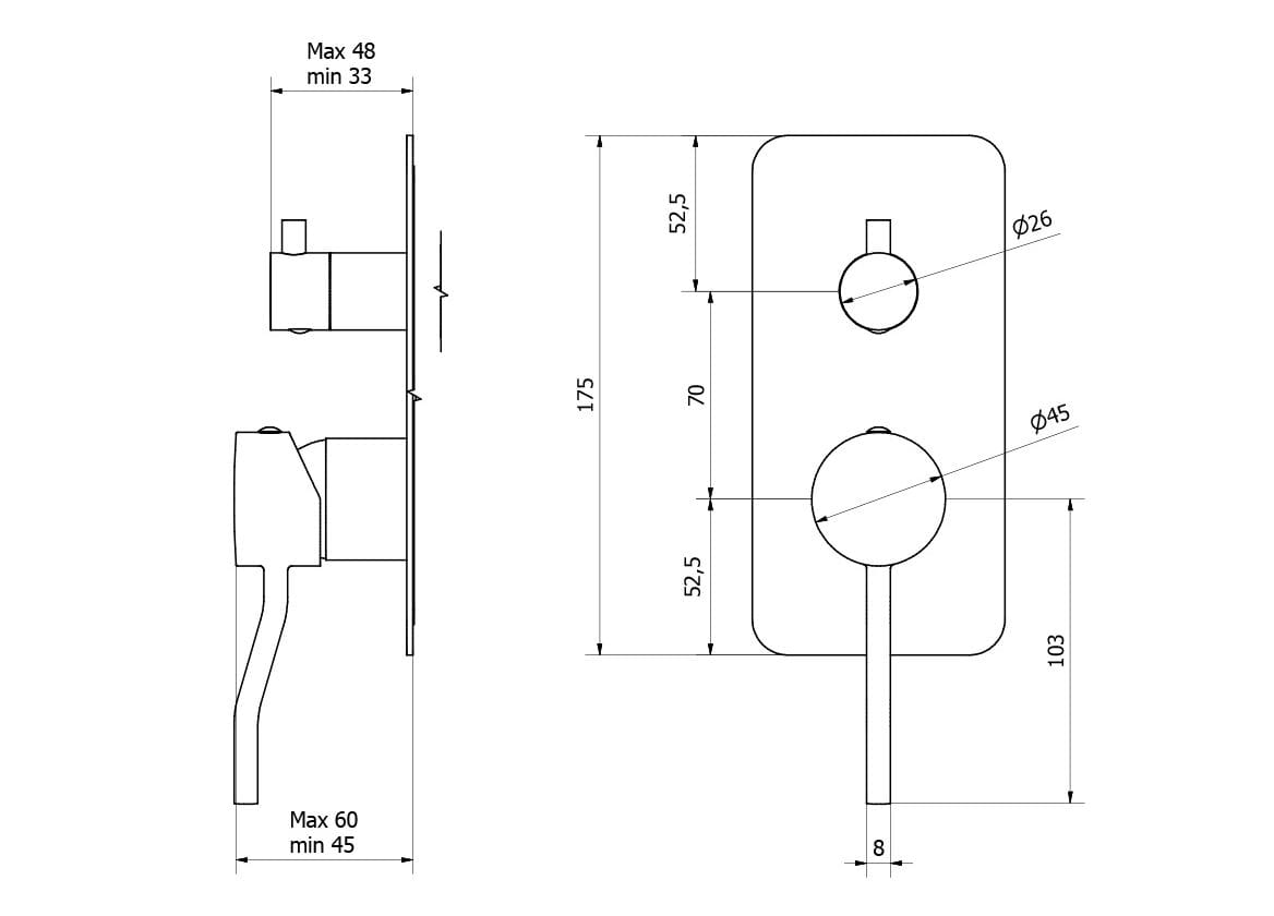 Смеситель для душа с 2 отверстиями и переключателем Aquademy круглый ARCH-00127031 - Вид №1