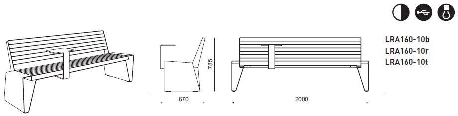mmcité1 Скамья со встроенным освещением со спинкой Radium sun-id-1349598 - Вид №6