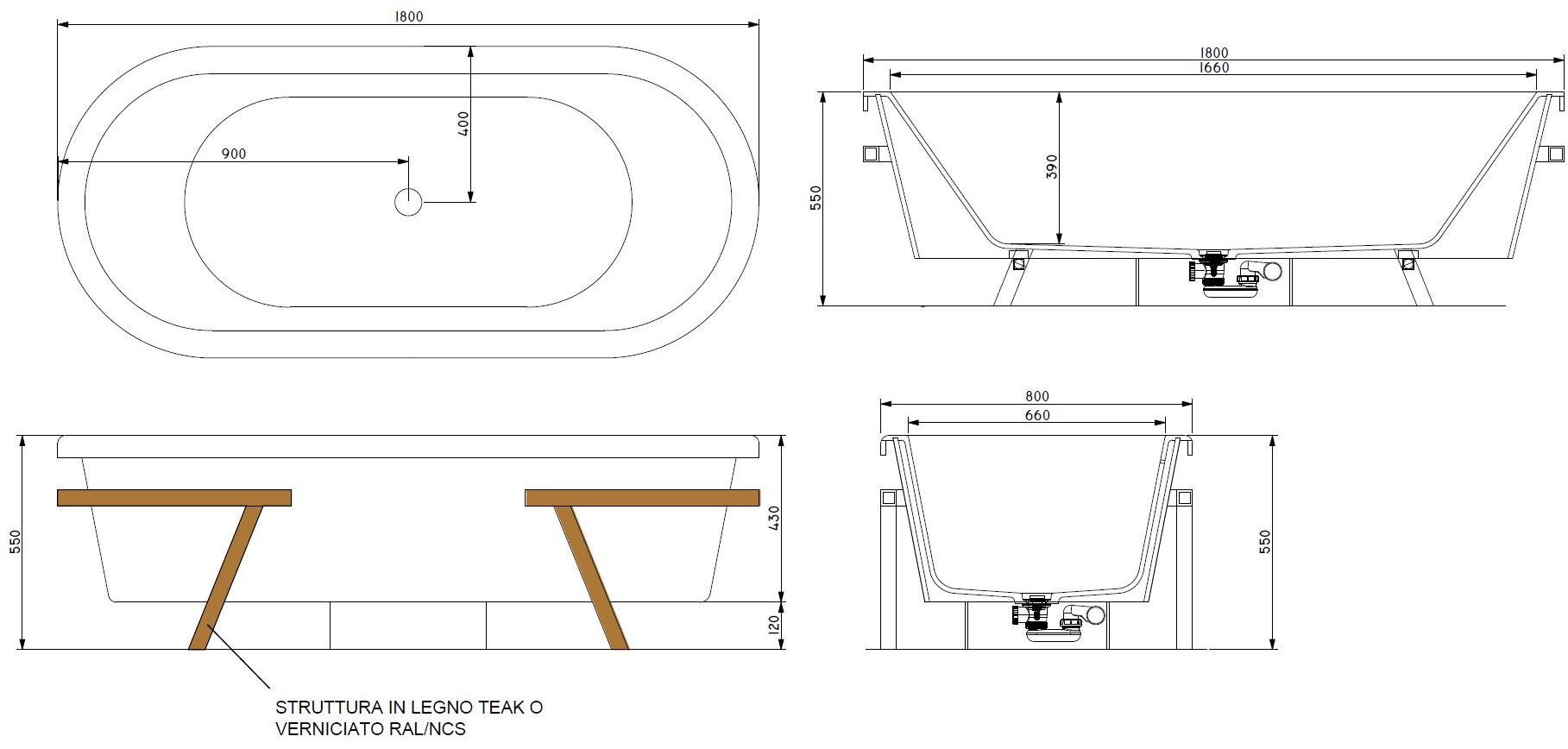 MOMA Design Овальная ванна с твердой поверхностью на ножках  Prv  - Вид №3