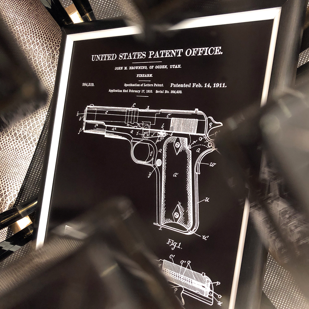 896521250_1818 Арт-постер «Патент Джона Браунинга на пистолет, 1911» Object Desire  - Вид №2