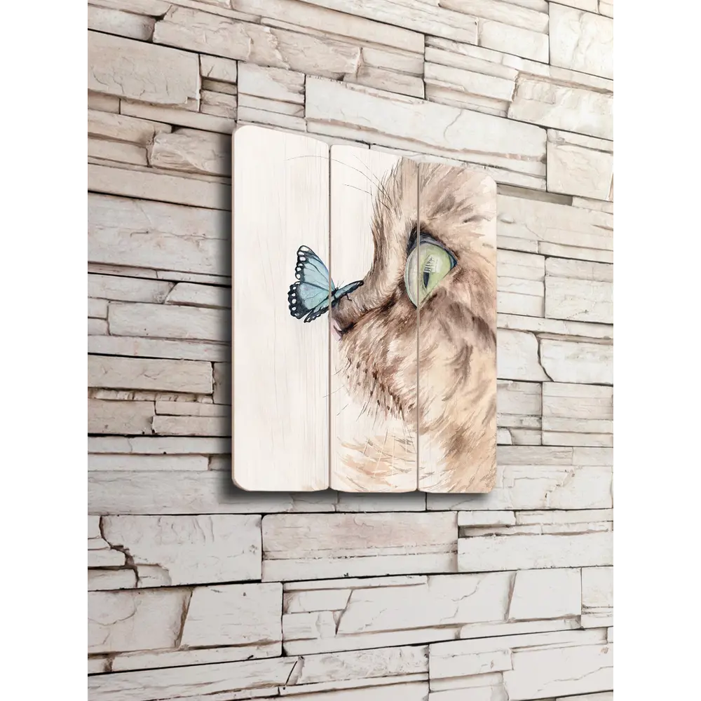Картина на МДФ Кот и бабочка 30x40 см POSTERMARKET STLM-2051879 - Вид №3