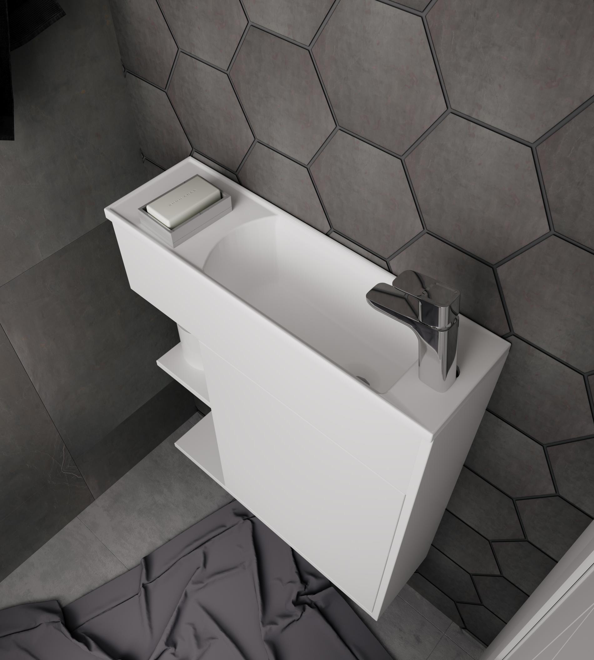 У94717 Тумба с раковиной Stretto 60П 1д. Белый глянец 1 Marka Stretto  - Вид №4