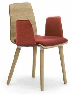 Leyform Стул из фанерованной древесины с подлокотниками со встроенной подушкой Zerosedici 0460le