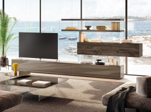 Отдельно стоящая стена из дерева и стекла