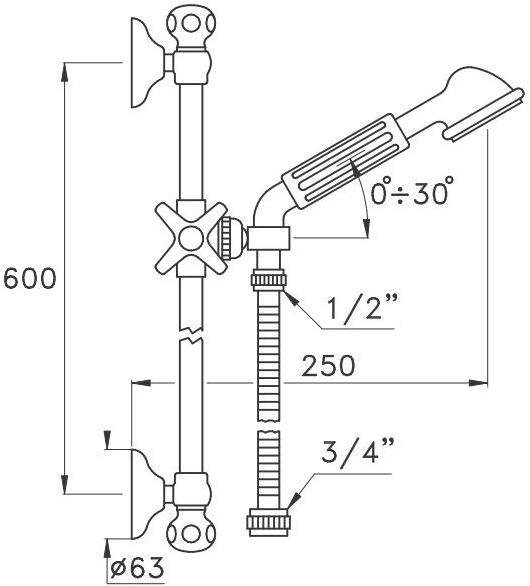 RUBINETTERIE STELLA Поручень с ручным душем Italica It03100 - Вид №1