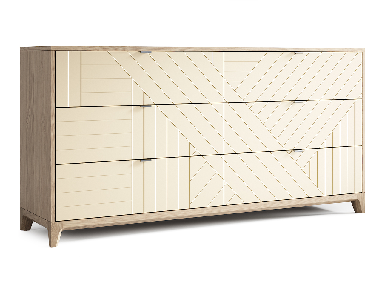 Комод для спальни с 6 ящиками бежевый "Гравировка 9" Case №3 THE IDEA ДИЗАЙНЕРСКИЕ 210201 Бежевый  - Вид №1