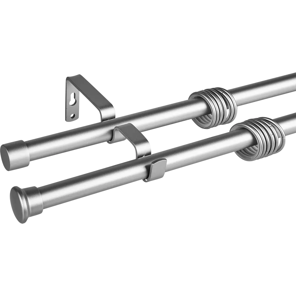 Santreyd Двухрядный металлический карниз для штор серебристый 160-320 см 89362164 STLM-1485999