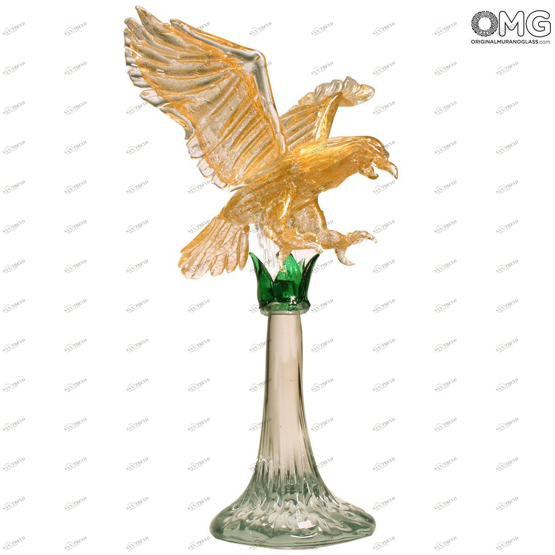 4532 ORIGINALMURANOGLASS Скульптура Орел - с золотом - муранское стекло OMG 50 см 