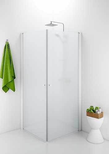 502.008.00.5 IDO Showerama 10-02 прямая душевая стенка, IDO Showerama 10-02, матовые профили / прозрачное стекло, 800x800 мм  - Вид №1