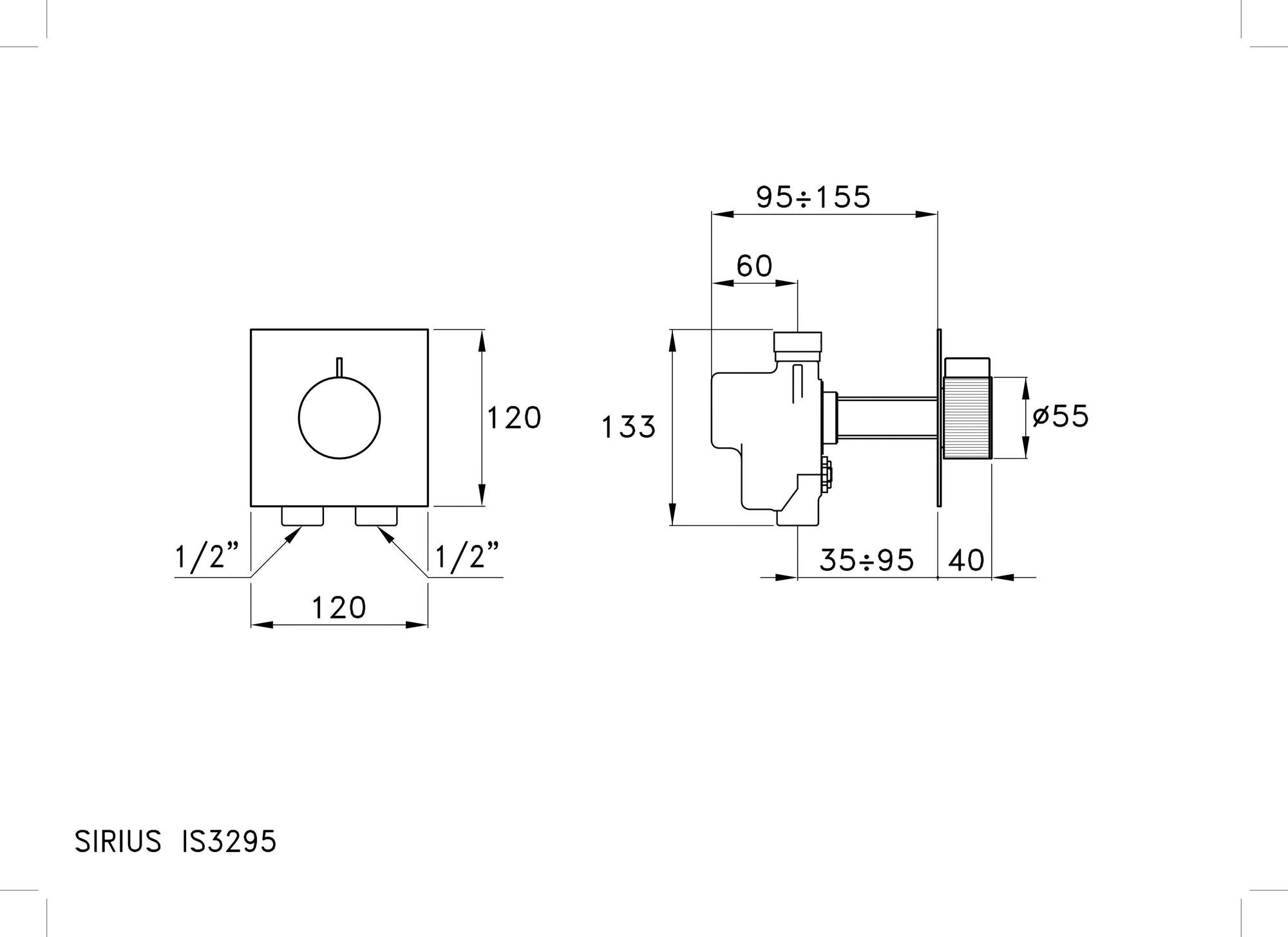 RUBINETTERIE STELLA Термостатический смеситель для душа с тарелкой Sirius Is3295pv - Вид №1
