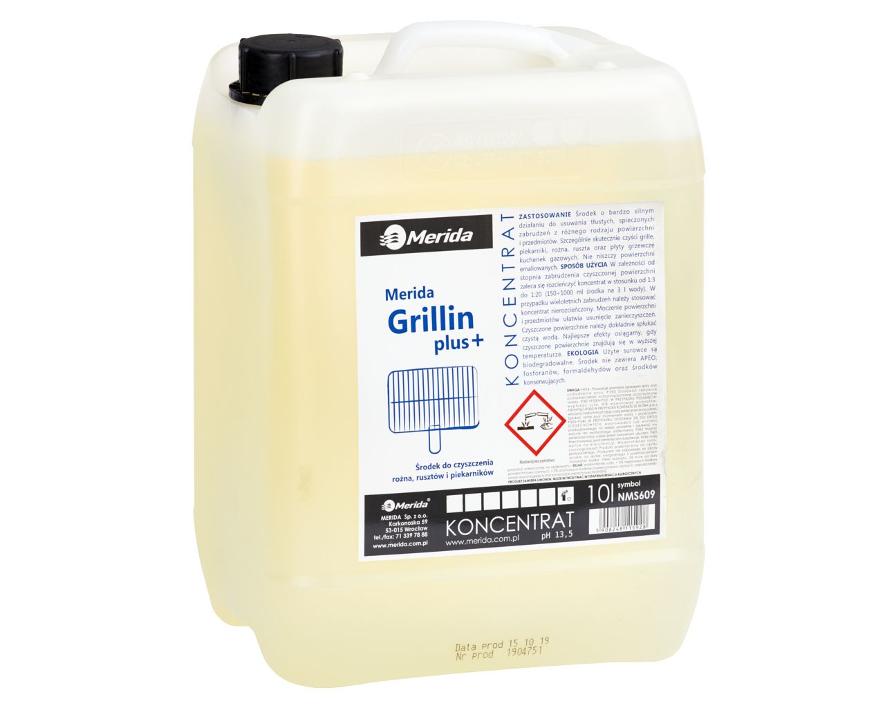 NMS609 GRILLIN PLUS Очиститель для решеток, духовок и т. д., канистра 10 л Merida 