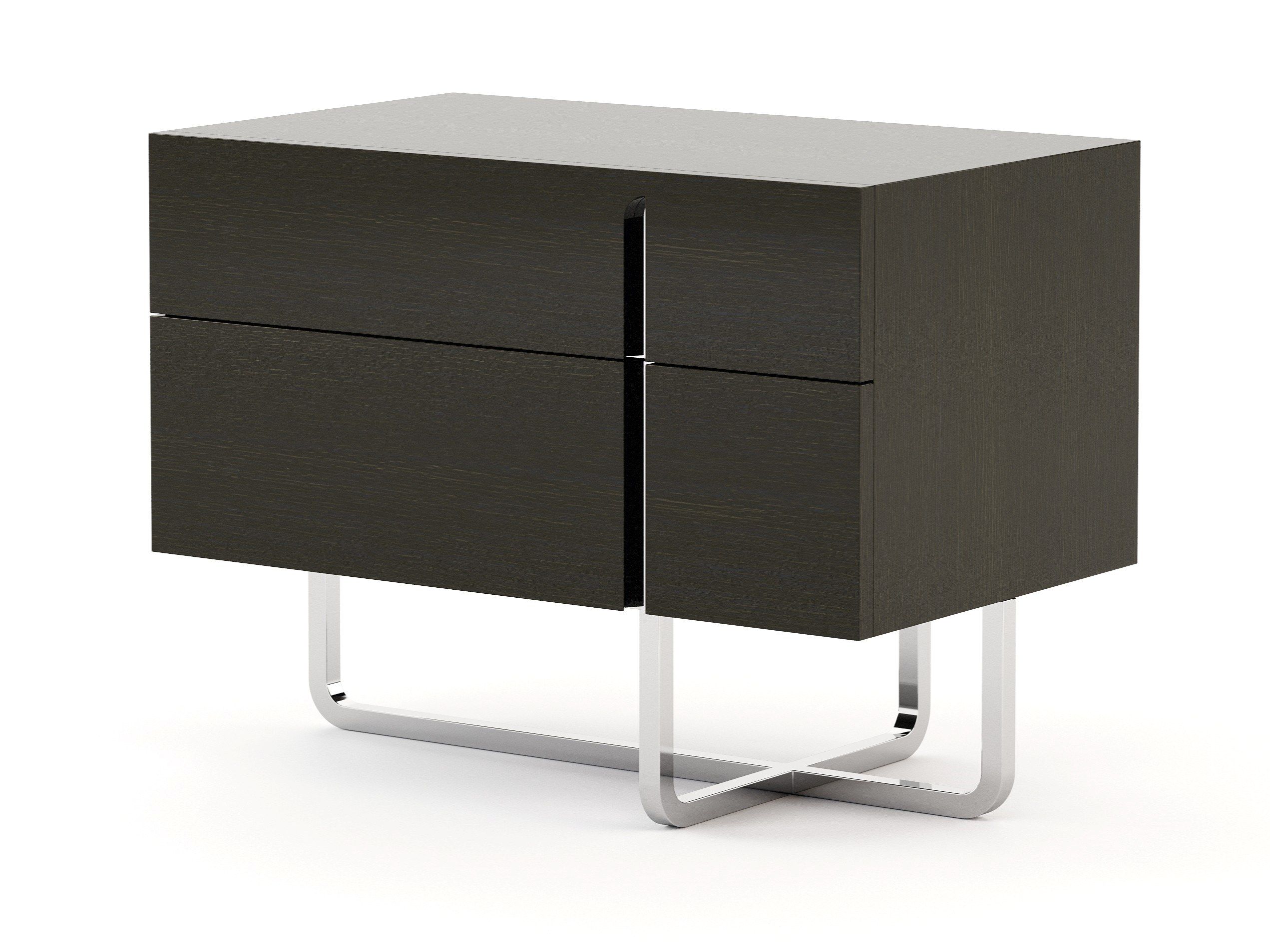 Прямоугольная прикроватная тумбочка из нержавеющей стали и дерева с ящиками Stylish Club His &amp ARCH-00056255